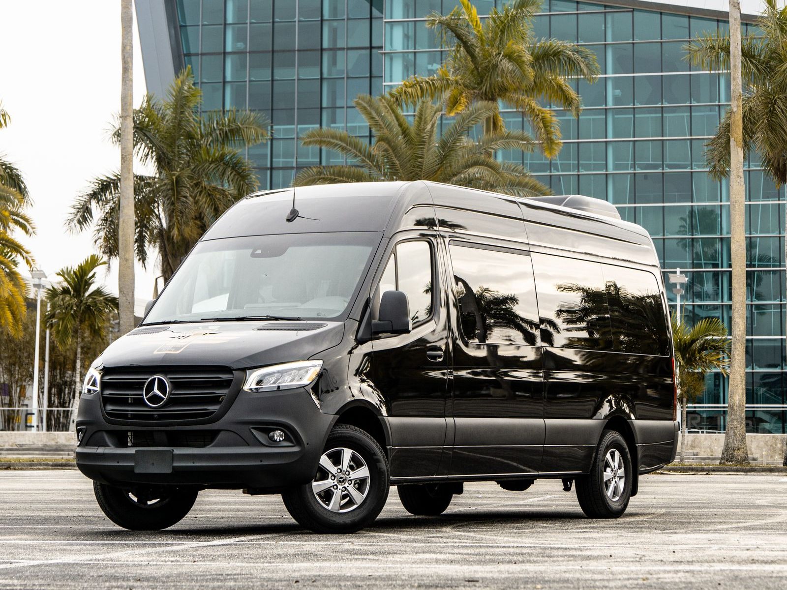 Black Mercedes-Benz Sprinter minibus